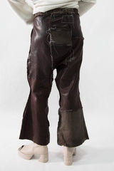 Flared Patchwork Leather Pants